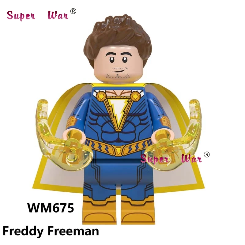 WM675 Один супер герои фильм Shazam Freddy Freeman черный Adam Marvel Мстители 4 Endgame Железный человек MK50 строительные блоки детские игрушки - Цвет: WM675