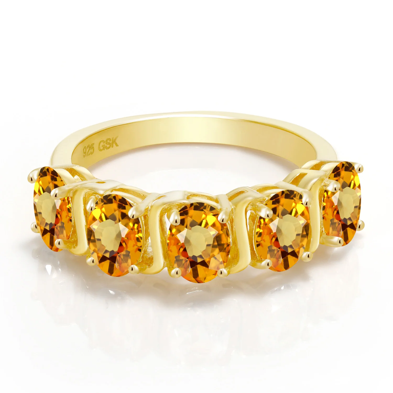 GemStoneKing 2.75Ct Овальный натуральный желтый сапфир 18K позолоченный серебряный