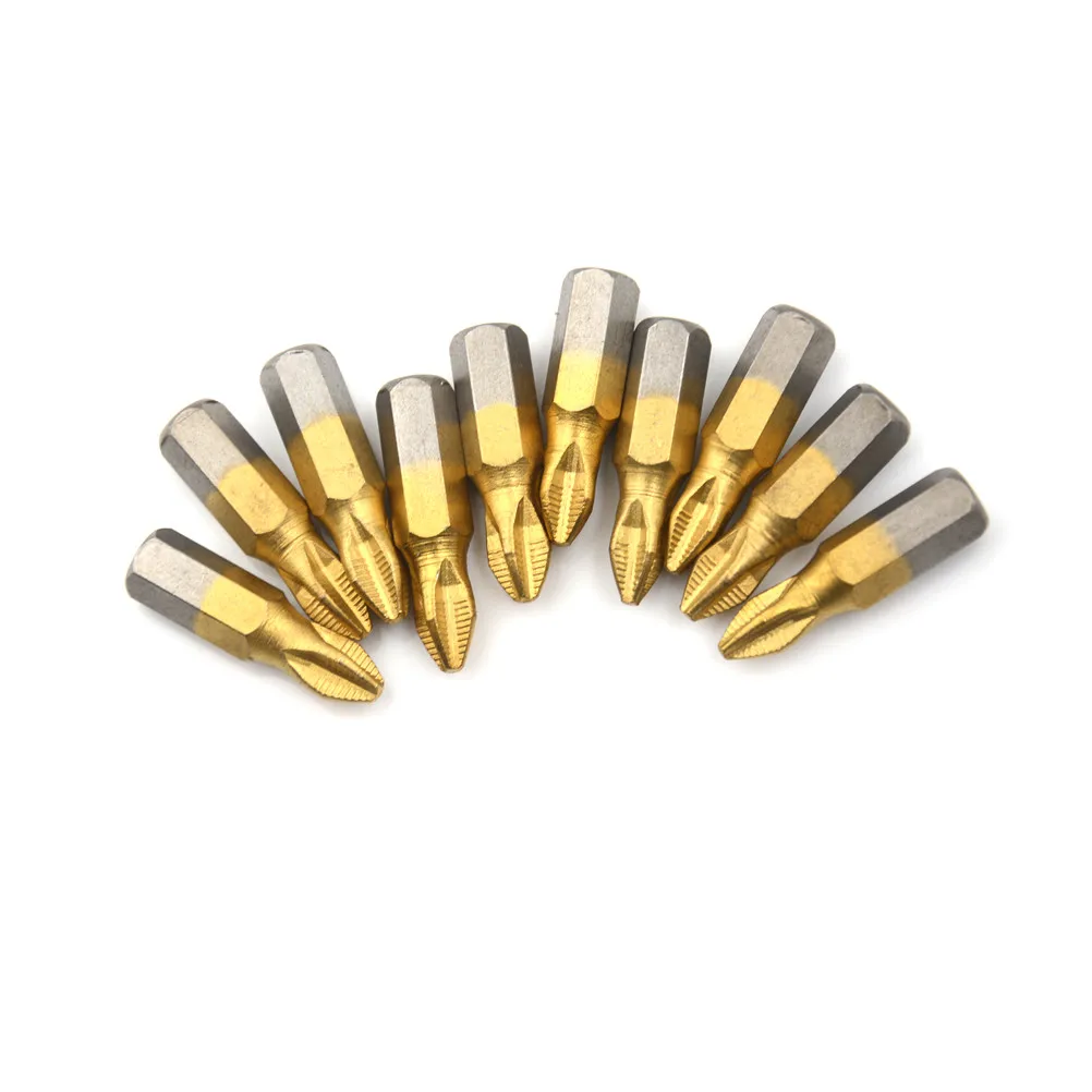 

10Pcs/set 1/4" Titanium Coated Anti Slip Hex Shank 25mm PH2 Screwdriver Bit