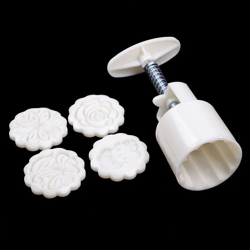 New Moon Cake Mooncake Decoration Mold Mould 100g Flowers Round 4 Stamps DIY Tool|mold resin|mold pillowstool long |