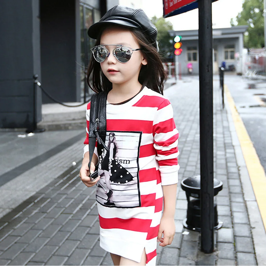 Детское длинное платье с мультяшным принтом на Возраст 4-12 лет | Детская одежда и