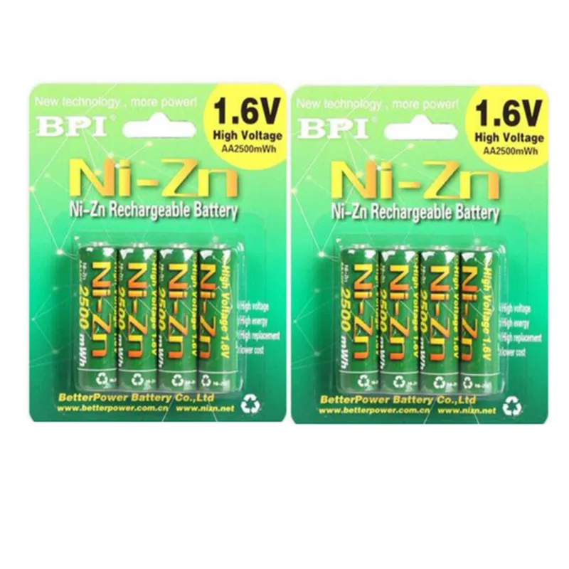 8 шт./лот аккумуляторная батарея BPI AA 2500mWh NI Zn NIZN 1 6 в с чехлом для игрушек MP3 камеры +
