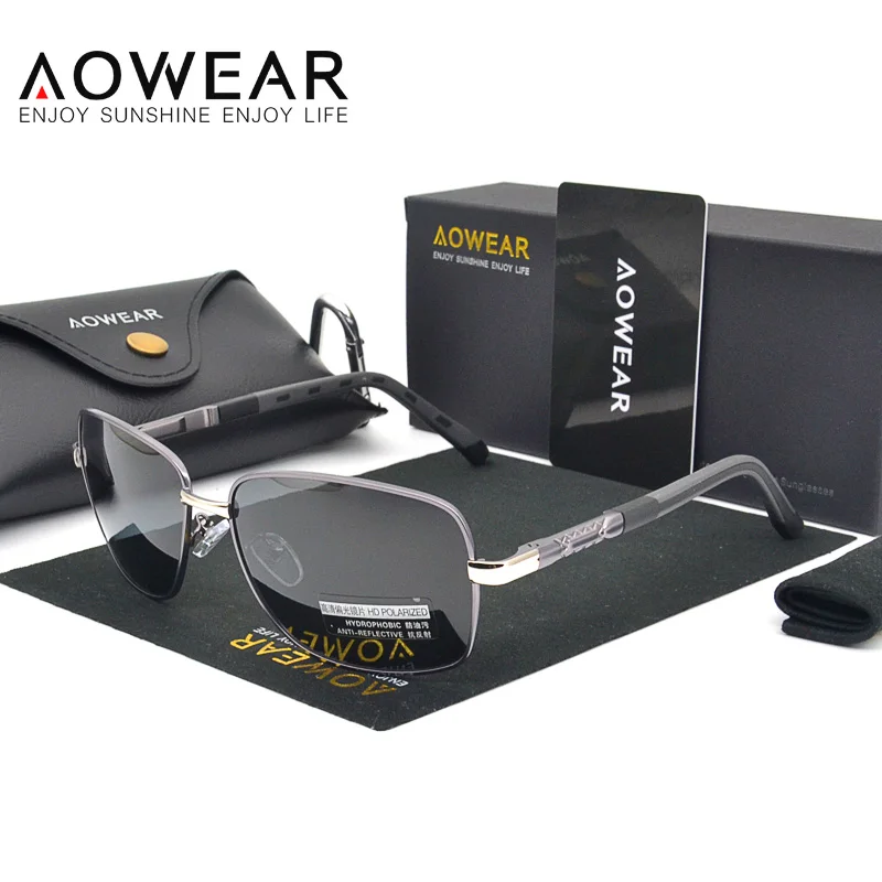 AOWEAR, солнцезащитные очки для вождения, мужские, поляризационные, голубое покрытие, зеркальные, для вождения, солнцезащитные очки, Роскошные, UV400, оттенки, для улицы, очки, мужские