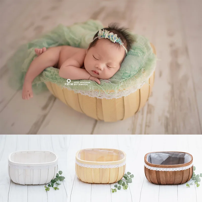 Baby Photography Props Wooden Bed Tub Case Fotografia Accessory Infant Toddler Studio Shooting Photo Props Shower Gift