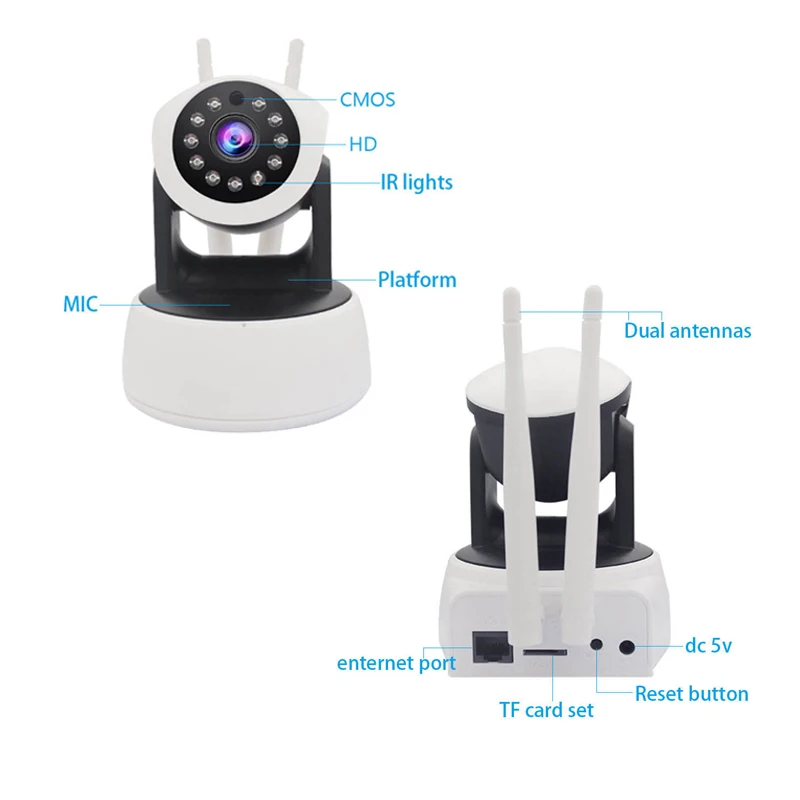 Камера видеонаблюдения HD 720P Беспроводная мини камера безопасности с Wi Fi PTZ