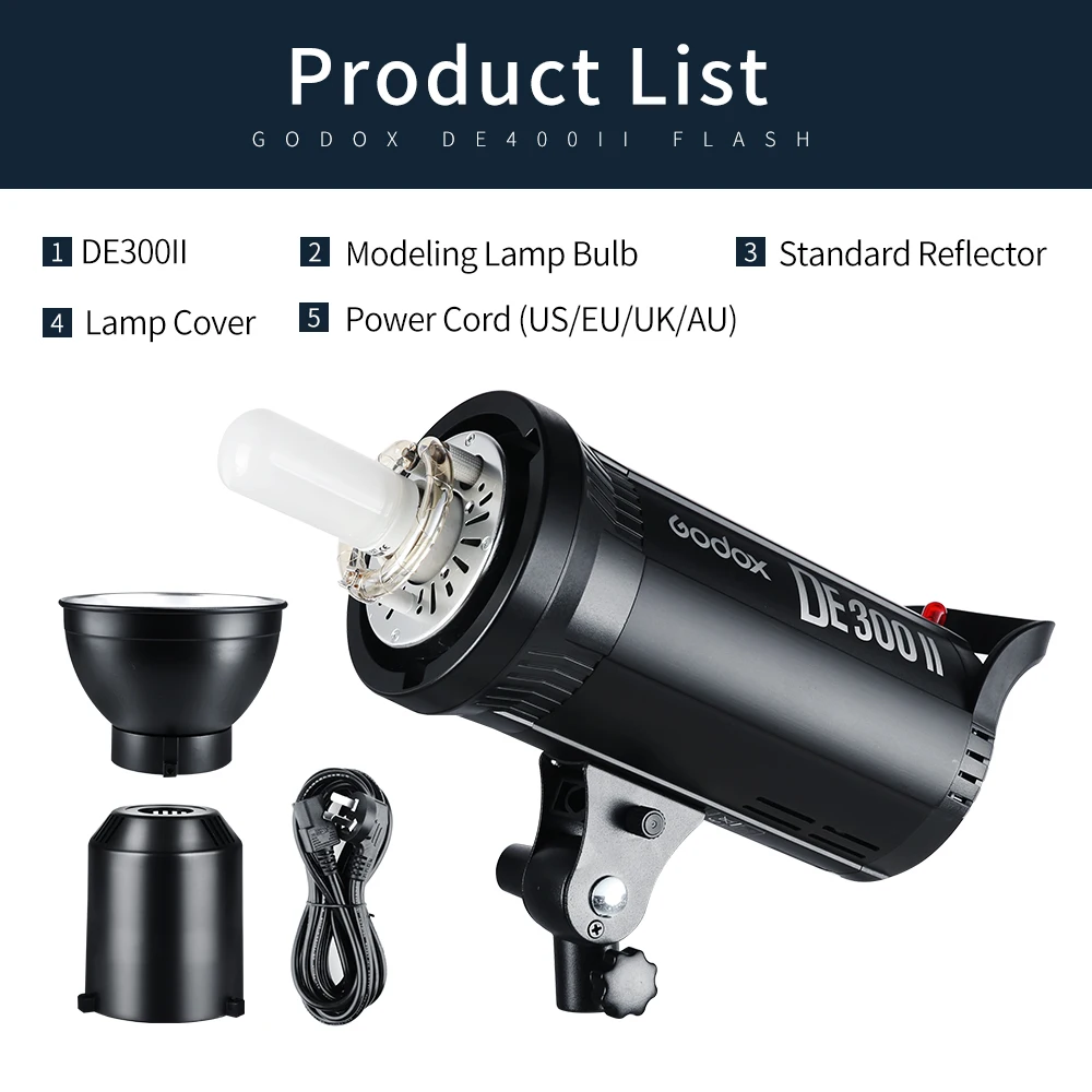 Godox DE300II 300 Вт 300Ws студийная вспышка GN65 Стробоскопическая Лампа головное Освещение