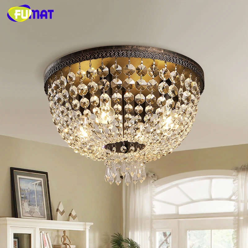 

FUMAT Abajur European Circular Ceiling Lamp Living Room Bedroom Led Crystal Lamp Hotel Aisle Corridor Iron Ceiling Lights