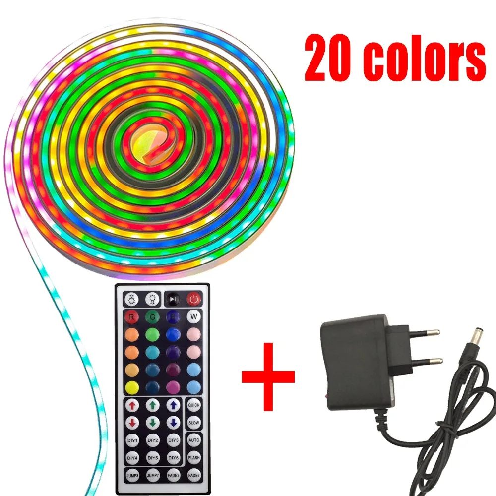 Светодиодная лента RGB 12 В 20 цветов 5050 2835 м 10 5 rgb Диодная набор гибких адаптеров