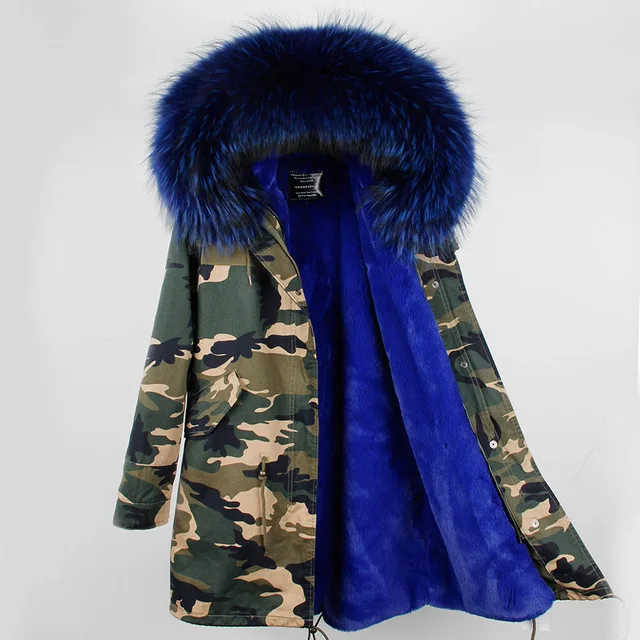 color 7 Мех любовь женщин Army Green Большой изделие из меха енота куртка с капюшоном парки верхняя одежда длинные съемной подкладкой зимняя куртка фирменный стиль - Цвет: color 7