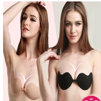 deep v neck women sexy bras push up backless invisible self adhesive strapless silicone bra breathe freely