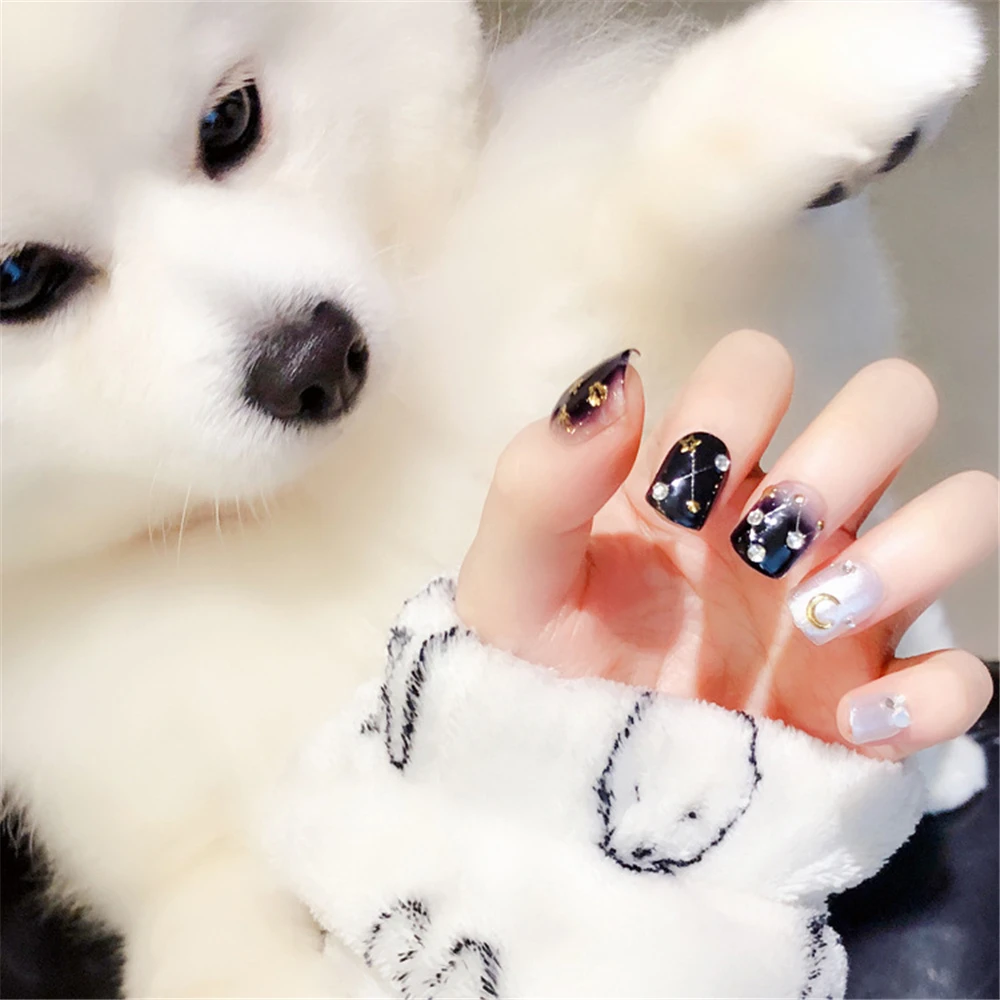 24 шт./компл. роскошные накладные ногти принцесса звезда луна Алмазный Декор