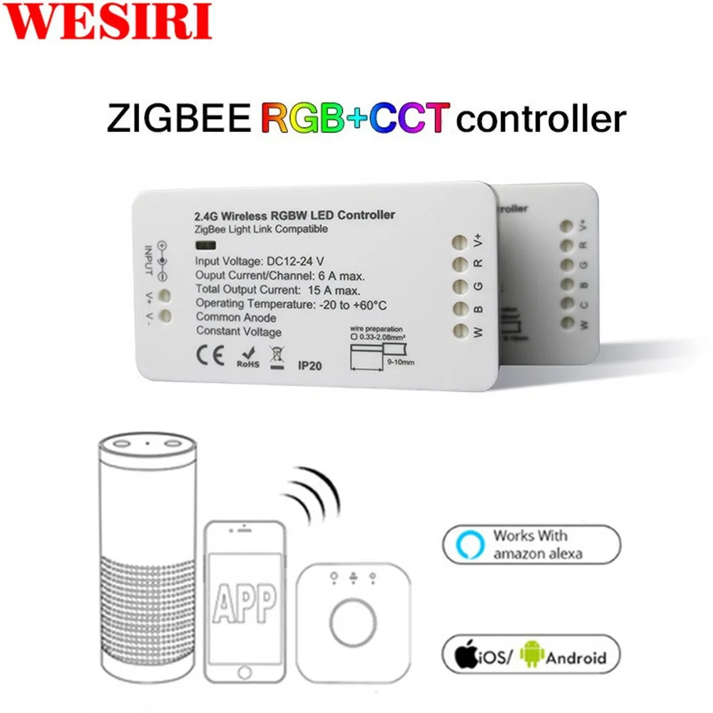Светодиодный контроллер RGB + CCT RGBW WWCW APP для светодиодной ленты линейный