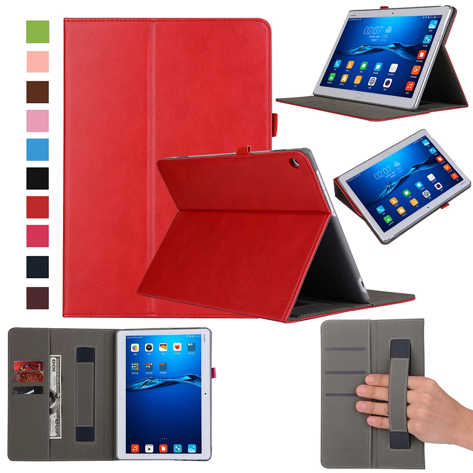 HWWP Red Полиуретан) с откидной крышкой с функцией подставки для huawei MediaPad M3 Lite 10 WP Honor Waterplay 10,1 Smart Cover с ручной противоударный чехол из искусственной кожи чехол - Цвет: HWWP Red