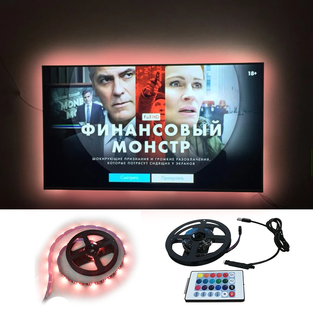 Водонепроницаемая светодиодная лента SMD 5050 5 В USB RGB IP65 Диодная подсветсветильник