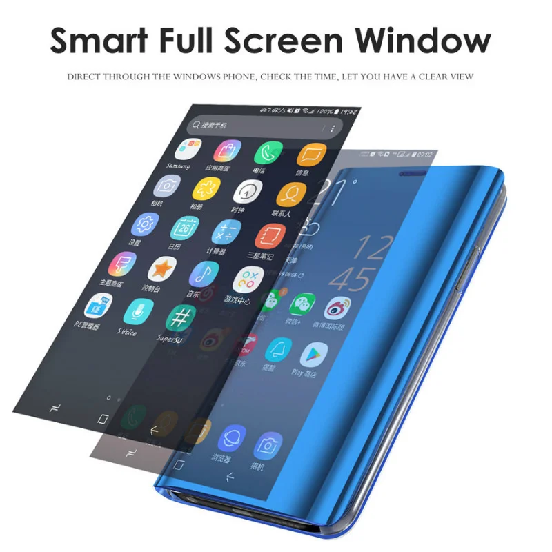 Зеркальный флип чехол для Huawei Y6 Y5 Y7 Prime 2018 Honor 20 Lite V20 8X 8C 10 9 lite Note 7A Y9 2019|Чехлы-книжки|