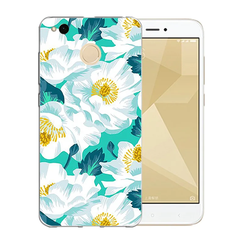 Soft TPU For Xiaomi Redmi 4X Case Blossom Pattern 5.0 inch 4 X Back Cover Silicon Coque Matte Full Proteector Shell |
