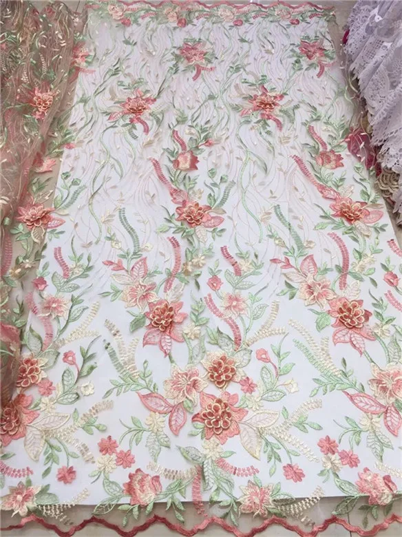 Африканская кружевная ткань Высококачественная французская с объемным цветком