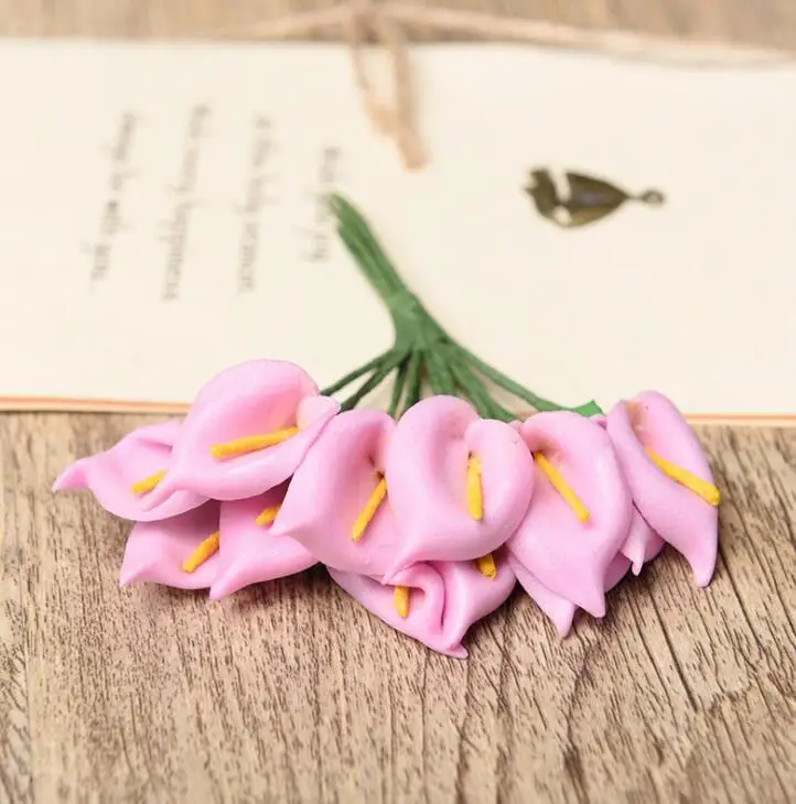 12 шт./лот Mini PE Calla Lily Искусственные цветы Букет Многоцветный Скрапбукинг цветок