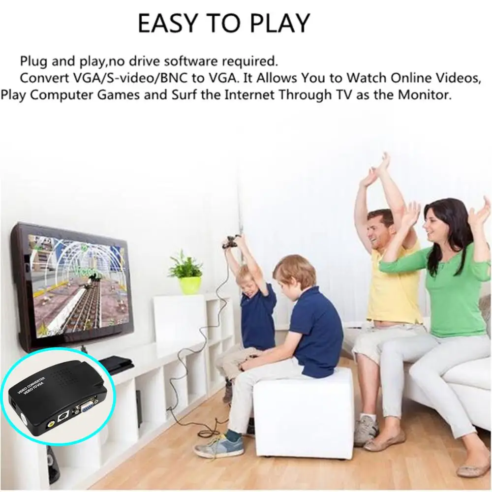 Wiistar TV RCA Композитный S видео AV в ПК Mac VGA ЖК Выход конвертер адаптер коробка|Кабели