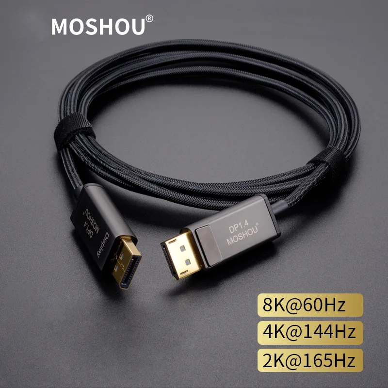 Восторженный e sports волоконно оптический DP 1 4 кабель 8K @ 60Hz 4K 144Hz MOSHOU DisplayPort с HDR DSC 32