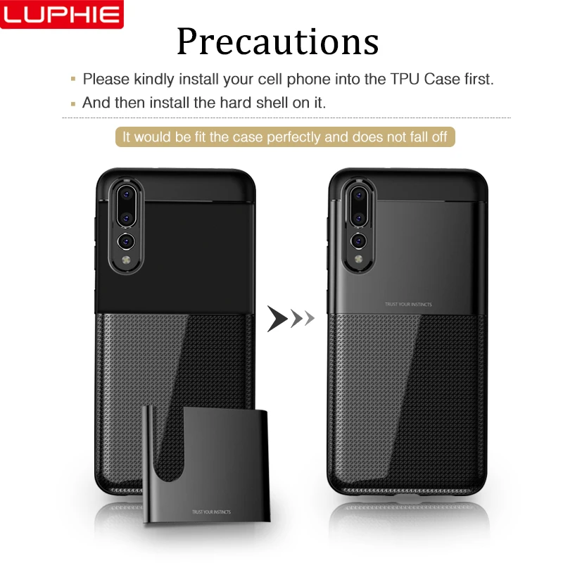 LUPHIE Shockproof Case For Huawei P20 Pro Lite Armor Cases Soft TPU Cover Business Silicone |