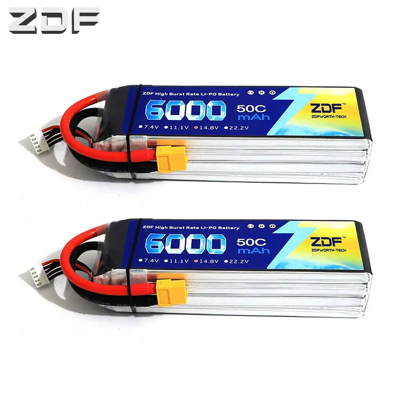ZDF 2 шт./лот 14 8 в 6000 мАч 50C Burst 100C 4S Lipo литий полимерный аккумулятор Bateria AKKU для