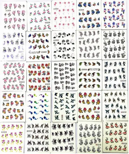 50 Листы смешанный дизайн переводные наклейки для ногтевого дизайна водяные