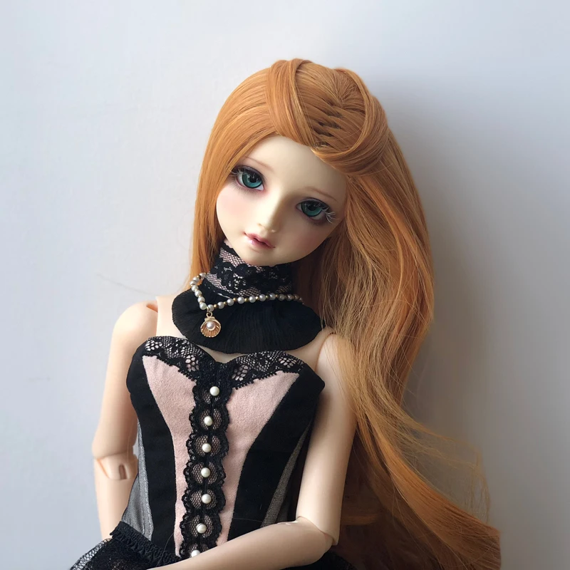Cateleya BJD парик длинные волосы темно-коричневый оранжевый плетеные волнистые 1/3 1/4