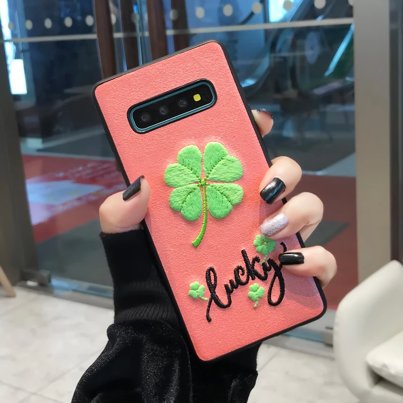 YHBBCASES чехол для телефона с вышивкой клевера s samsung Galaxy S8 S9 S10 Plus Модный мягкий