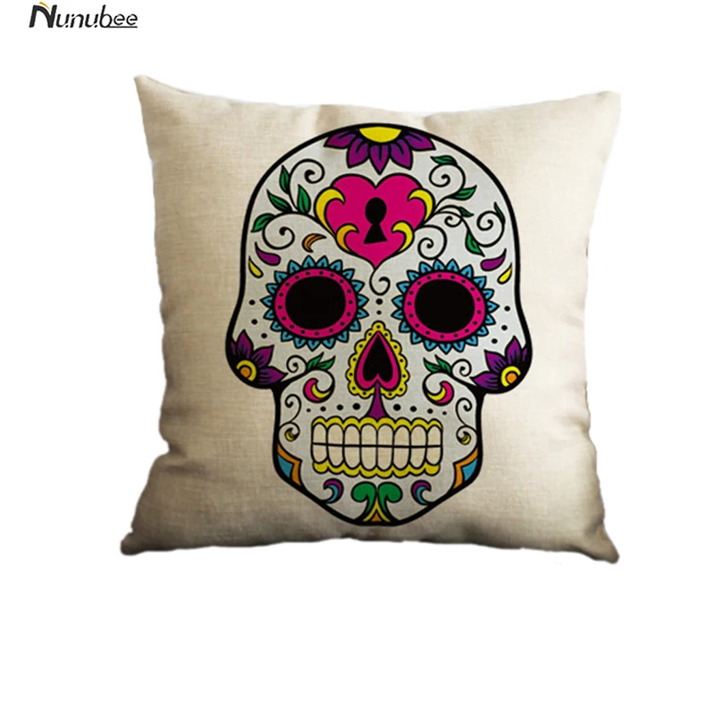 Цветок в стиле панк Мексика череп хлопок белье Чехлы для подушек стул и сзади
