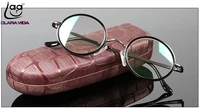 clara vida classic retro round reading glasses high quality alloy black luxury frame with case 1 1 5 2 2 5 3 3 5 4