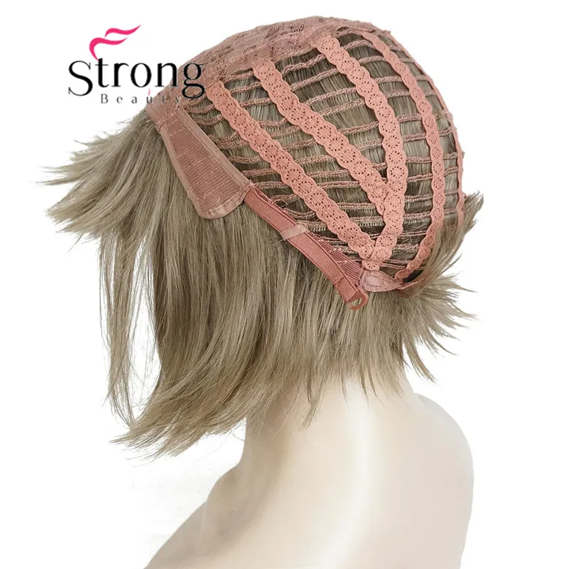 StrongBeauty короткий прямой Темно-красный выделенный Боб Стиль обметанная челка синтетический парик