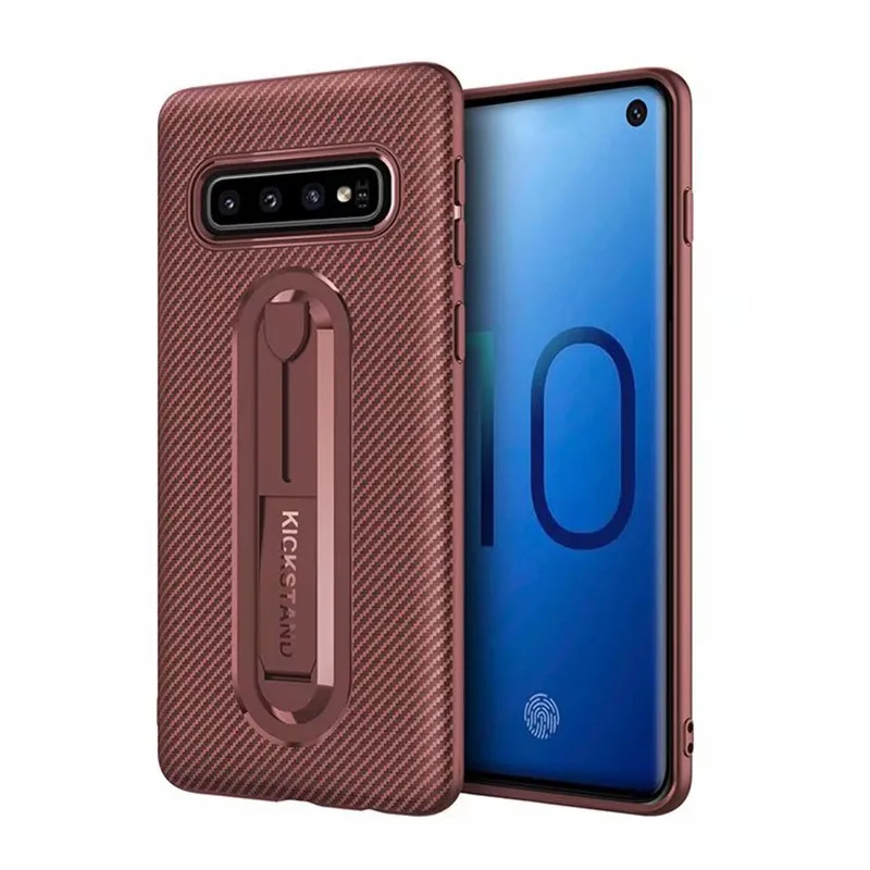 Коричневый LUPHIE силикон из углеродного волокна крышка для samsung S10 S9 S8 плюс S10e S7 A6S A7 A8 A9 Мягкий ТПУ защитный противоударный чехол для телефона - Цвет: Коричневый