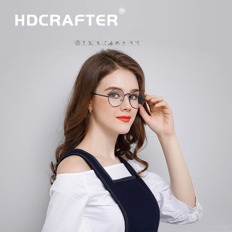 HDCRAFTER металла круглая оправа для очков Женщины Круглый Мода стеклянные женские