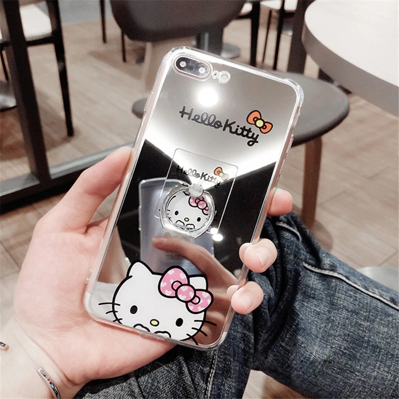 Konсерый Модный милый мультяшный Кот зеркальный Телефон чехол для iPhone 6 6s 7 8 Plus 5 SE 5s X XS MAX XR Силиконовые чехлы ТПУ задняя крышка