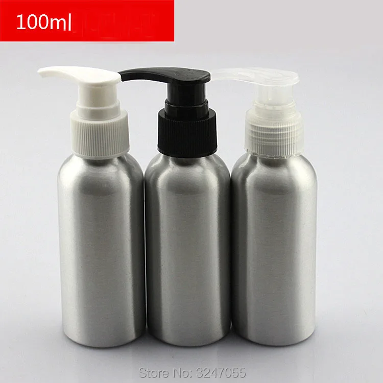 

100ML 10pcs/lot 50pcs/lot Portable Empty Aluminum Lotion Pump Bottle, DIY Cosmetic Pressed Emulsion Container, Aluminum Bottle