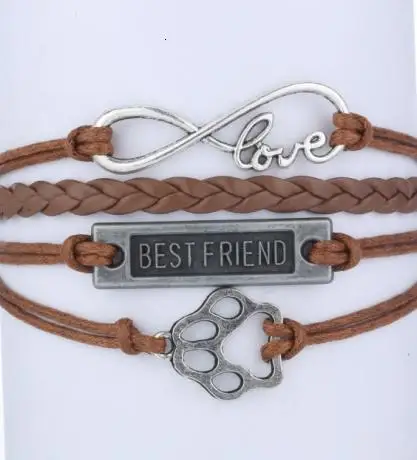 1 шт ручной браслет Бесконечность шнур собака с подвеской лапа кошка популярный