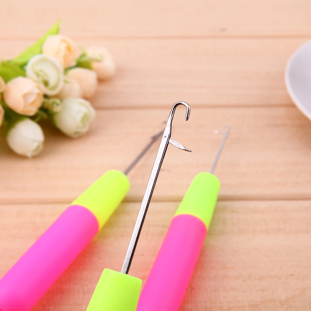 Набор стальных крючков для вязания 3 шт. шаблон сгибания Пластиковой ручки иглы