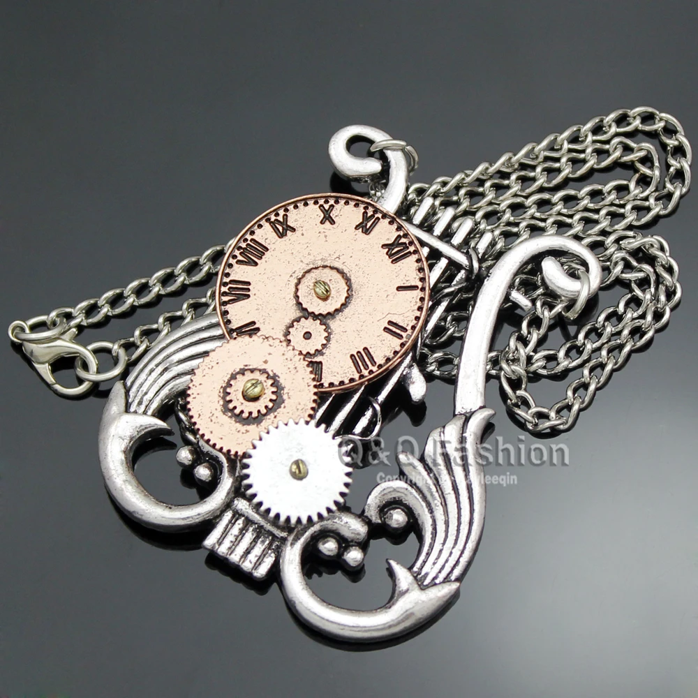 Модная винтажная серебряная медная в викторианском стиле Harp Lyre часы с ручной