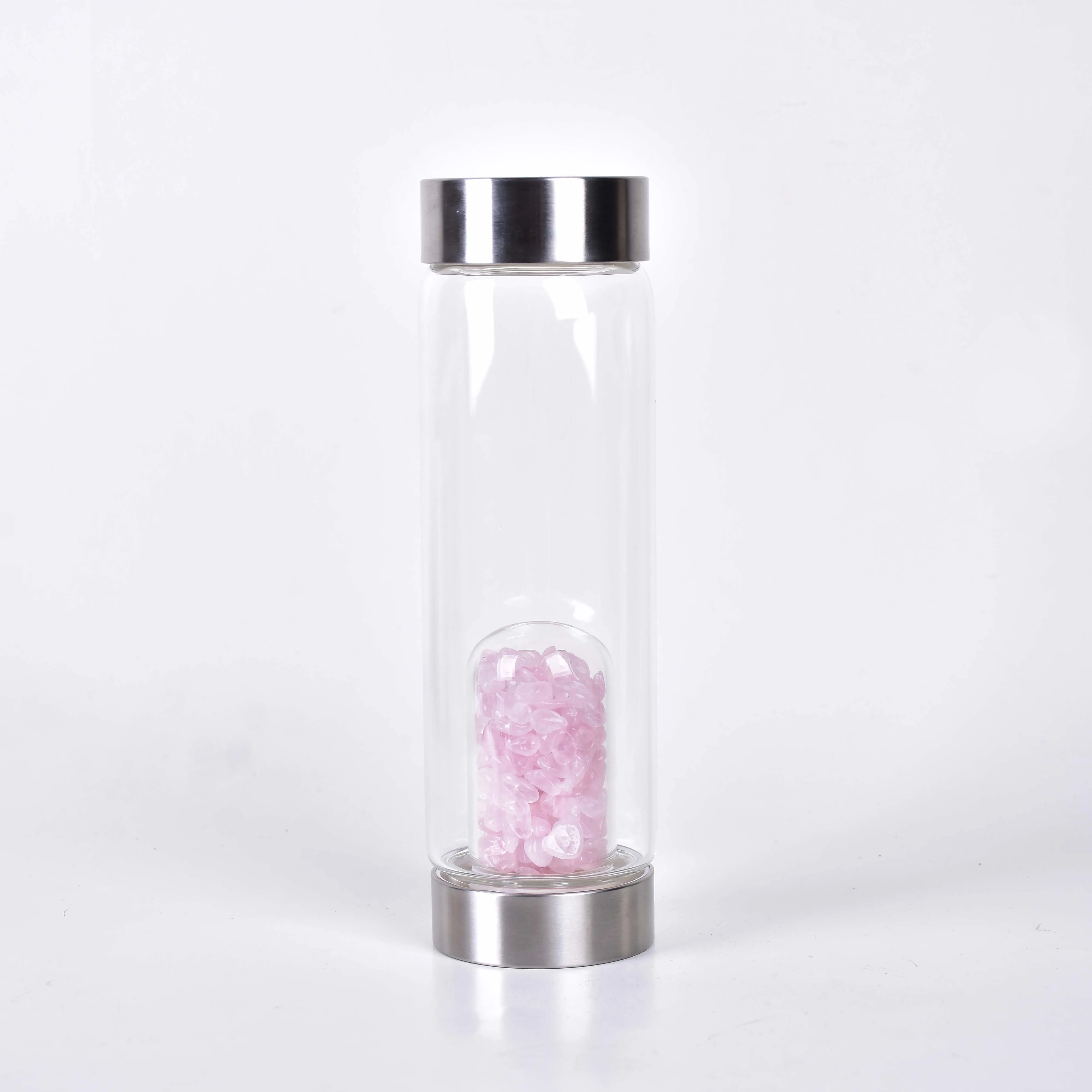 Pink Crystal Натуральный кварц драгоценный камень кристалл стекло эликсир бутылка для воды точка ручной резной драгоценный камень целебное стекло бутылка для воды - Цвет: Pink Crystal