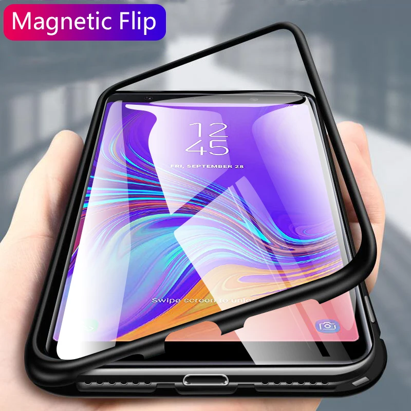 Роскошный Магнитный чехол для телефона Samsung Galaxy J4 J8 2018 J6 Plus A7 A9 A9S полное покрытие