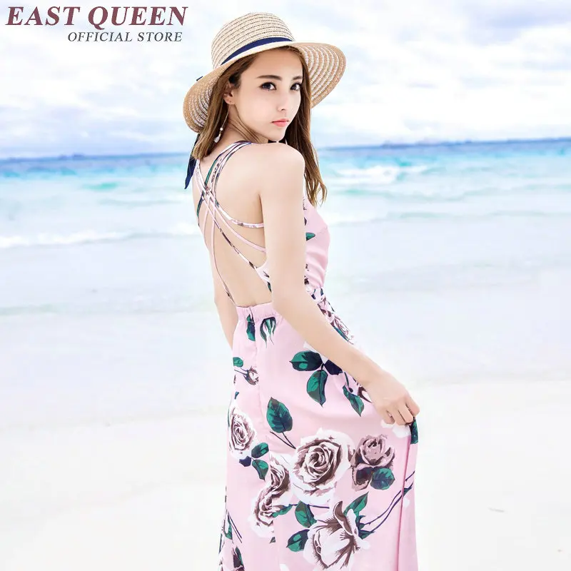 Пляжное платье макси с бретелькой через шею длинное летнее пляжное туника