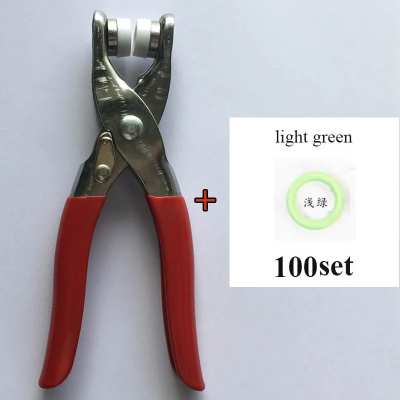 plier and 100 qianlv 100 набор, высокое качество, металлическая латунная зубчатая кнопка, 9,5 мм, 1 шт., плоскогубцы, инструмент и 100 набор, экологически чистые пресс-заклепки, Поппер-пряжка - Цвет: plier and 100 qianlv