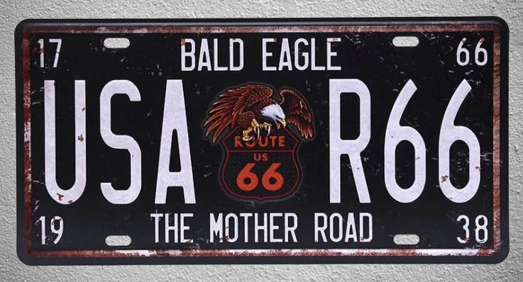 1 шт. Route 66 материнская дорога Лицензия США лысовый Орел оловянные таблички