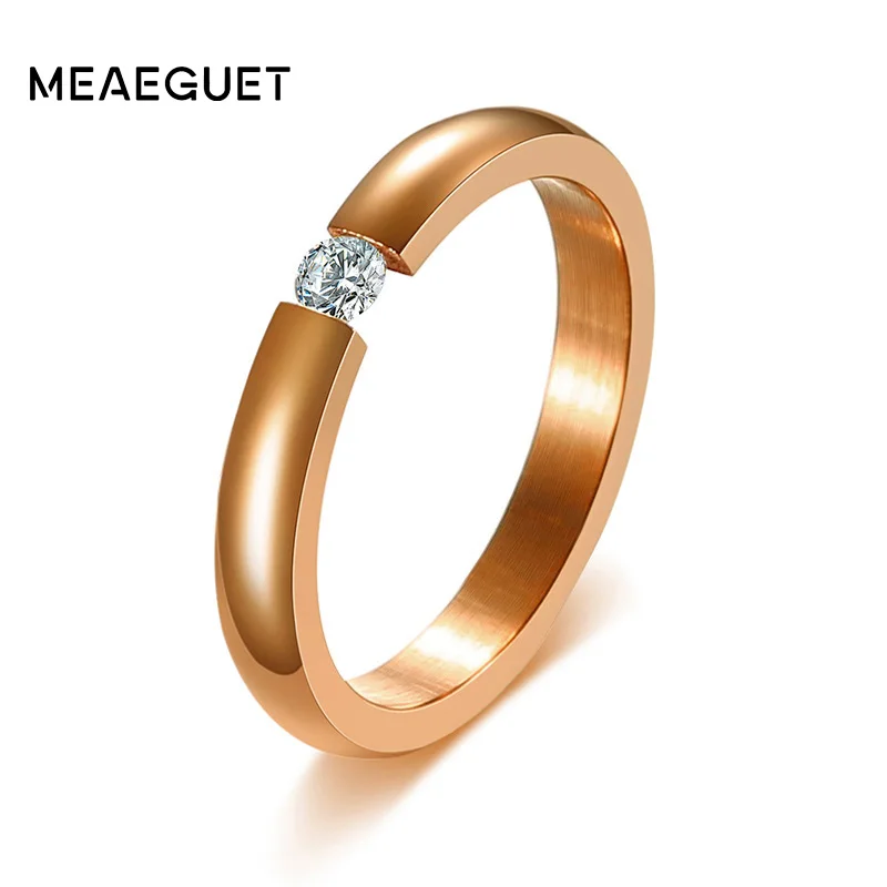 Женские свадебные кольца Meaeguet с фианитом из нержавеющей стали для женщин и