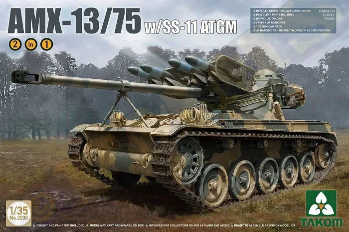 

Takom 1/35 2038 французский светильник бак AMX-13/75вт/SS-11 ПТРК