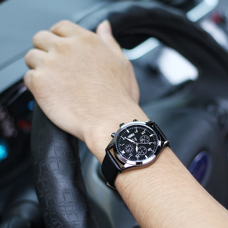 

Fashion army men's watch water resist BGG luxury brand military quartz watch leather strap black male clock relogio masculino