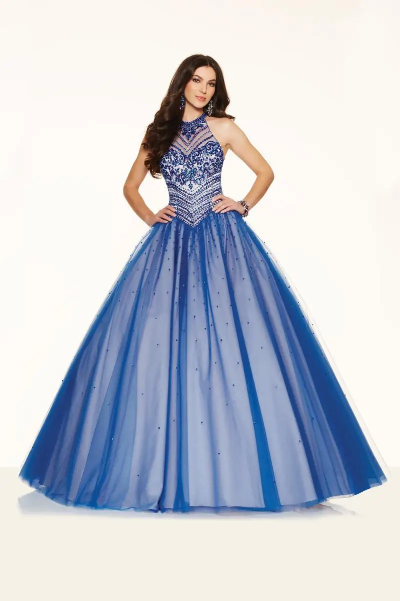 2017 Холтер Quinceanera Платья A Line Бисера Блестками Тюль Пром Sweet 16 Одеяние Де Вечер|dress