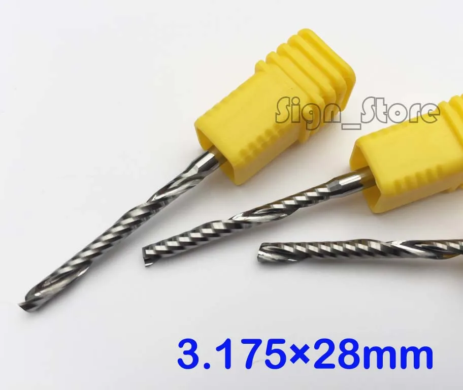 

10 pcs Carbide endmill one flute spiral CNC router bits 1/8'' 3.175mm 28mm