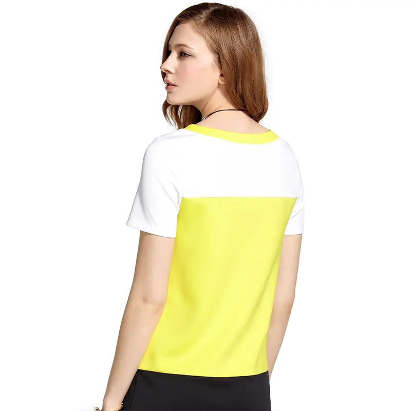 С короткими рукавами Случайные Свободные шею Простой Топ 2017 Весной Новые Женщины